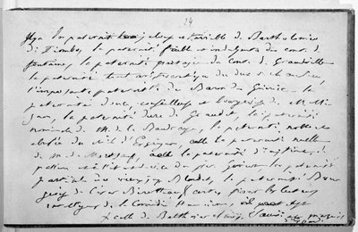 フォル。 24「私の提出と作品の完成に関する注意事項」（紙にペンとインク） 作： Honore de Balzac